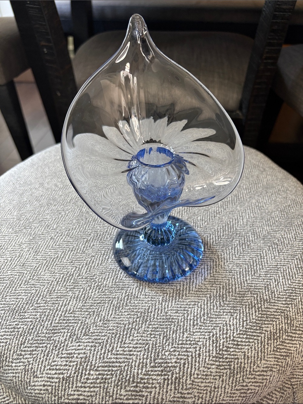 Blue Glass Art Jack in the Pulpit Vase